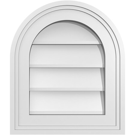 Ekena Millwork Round Top Surface Mount PVC Gable Vent w/ 2"W x 1-1/2"P Brickmould Frame, 12"W x 14"H GVPRT12X1402SN